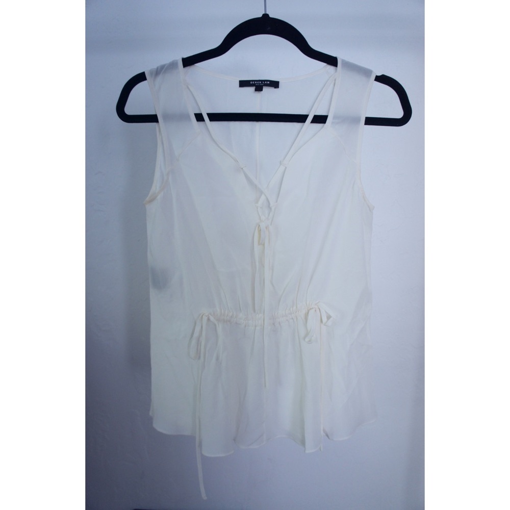 Derek Lam 100% Silk Lace Up Lattice Neck Blouse